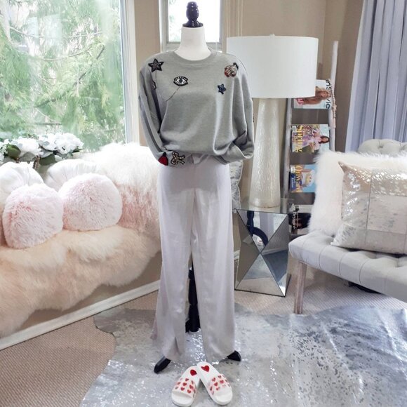 EUC Joe Fresh grey silver pajama sleepwear loungewear pants, L - Picture 4 of 10